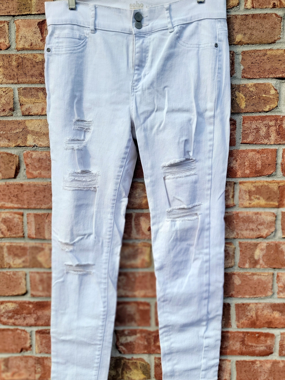 New York & Company High Waist White Distressed Jeggings